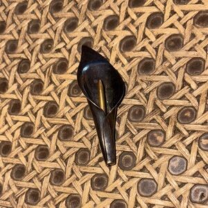 Vintage Mexico 925 & Brass Calla Lily Flower brooch pin